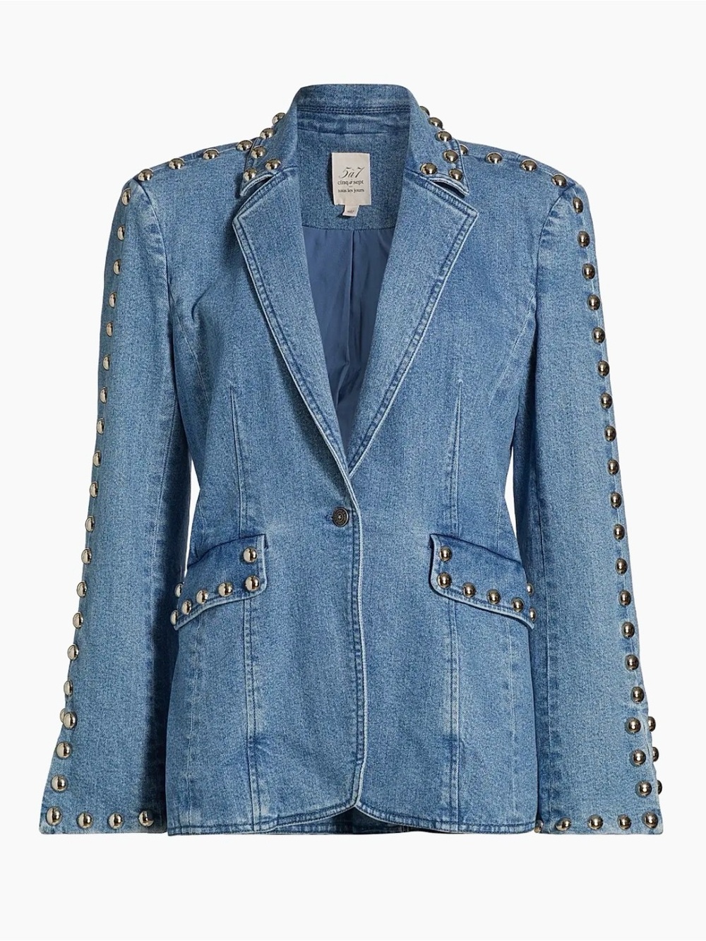Cinq a Sept Milly Studded Denim Blazer - Picture 3 of 12